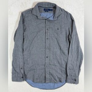 Polo Ralph Lauren Size M Slim Fit Men's Gray Herringbone Soft Cotton Shirt